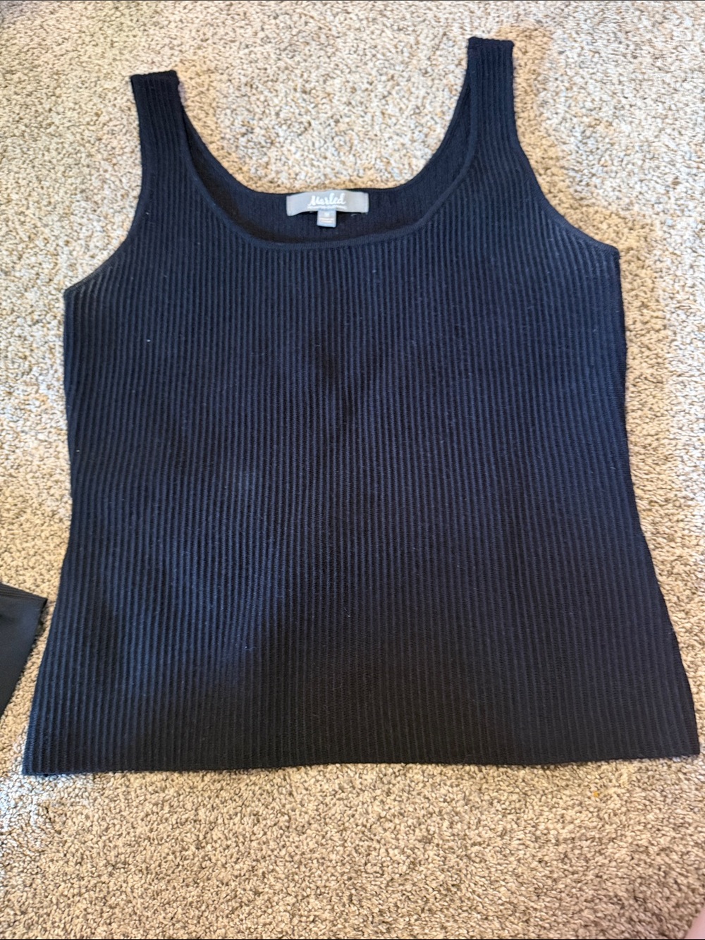 Vince Black Ribbed Tank Top